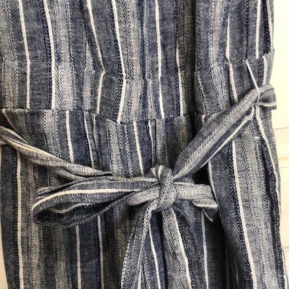 ANTHROPOLOGIE Cloth & Stone Linen Jumpsuit Blue Sleeveless Romper Size Small - Picture 5 of 13